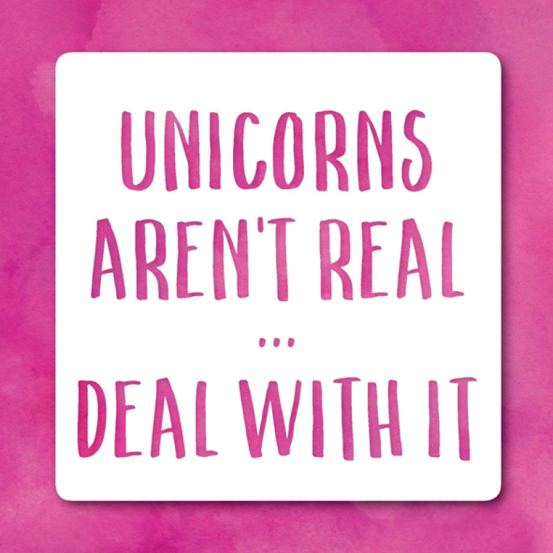 Holy Mackerel unicorns funny greetings card - from the Frankly My Dear humour and celebrations range - 15cm square and blank inside for your message - made in the UK