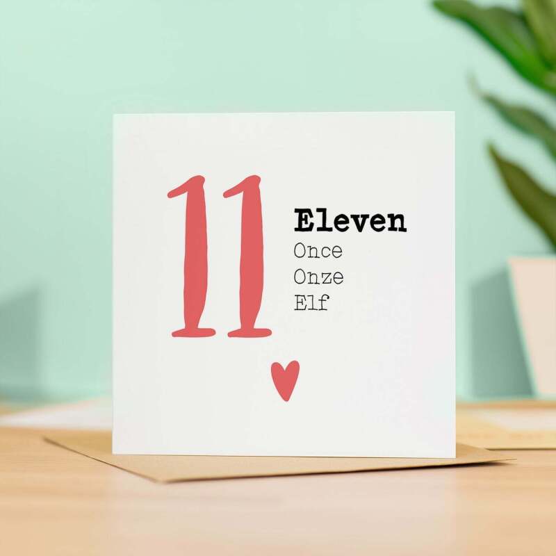 11 Year Anniversary Card 11 Year Card For Husband 11th Anniversary Card For Wife Anniversary Card For Boyfriend or Girlfriend 11 Year Card - Square (5.5x5.5) / Blank Inside