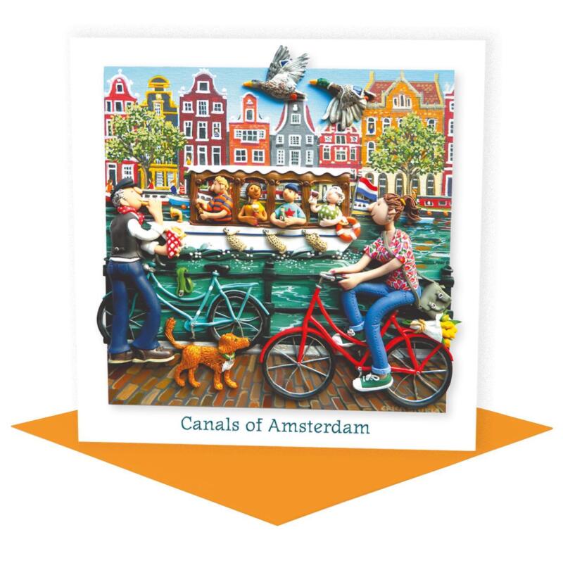 Amsterdam Art Card - Canals of Amsterdam - Polymer Clay Art by Erica Sturla - Travel Card UK