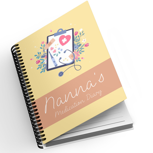 A5 Personalised Spiral Bound Diary - Floral Stethoscope | Yearly | Academic | Appointment - Standard 2027