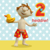 Holy Mackerel 2 Heddiw (two today) boy's Welsh 2nd birthday card featuring a child with rubber duck - designed by artist Erica Sturla - 15cm square and blank inside for your message - made in the UK