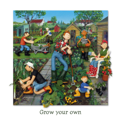 Holy Mackerel grow your own gardening themed blank greeting card - designed by artist Erica Sturla - 15cm square and blank inside for your own message