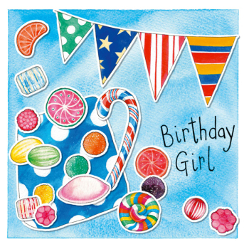 Birthday Girl 150mm Square Greetings Card by Artist Kate Brazier