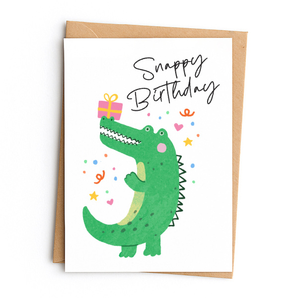 Birthday Card - Snappy Birthday - Small (Approx. A6 | 105mm x 148mm | 4.1in x 5.8in) - Standard Smooth Card