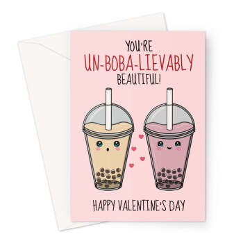 Cute Boba Bubble Tea Valentine's Day Card
