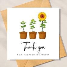 Thank You Teacher Card - Thank You For Helping Me Grow Sunflower - Standard Smooth Card