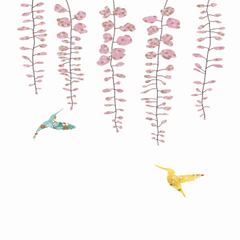 Wisteria & Hummingbirds Greeting Card
