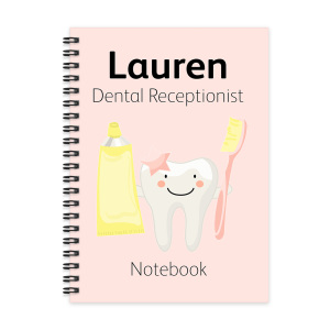 Personalised A5 Notebook - Cute Tooth Pink
