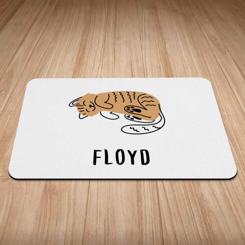 Personalised Snuggly Cat Design Cat Bowl Mat