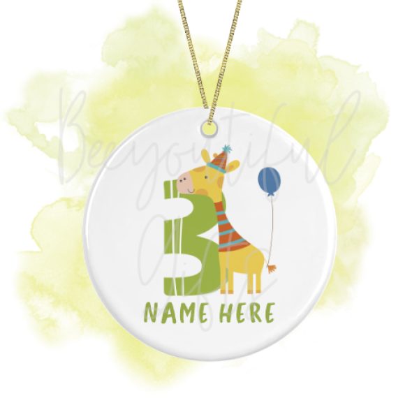 Personalised Birthday Ceramic Decoration - Zoo Animal Themed Number