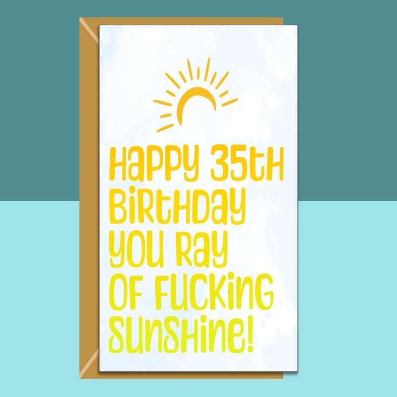 35th Birthday Card - Personalised inside - For Him or Her - For friend, brother, sister, colleague, or anyone else turning 35 years old - Blank inside - Regular - Matte