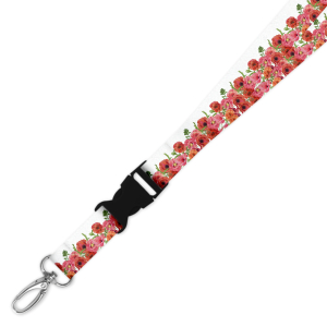 Double Breakaway Lanyard - Wild Poppies Border