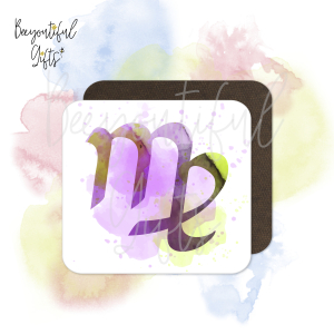 Watercolour Zodiac Sign Wooden Coaster - Virgo