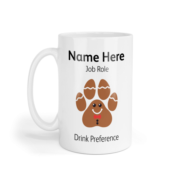 Personalised Ceramic Mug - Gingerbread Paw Print