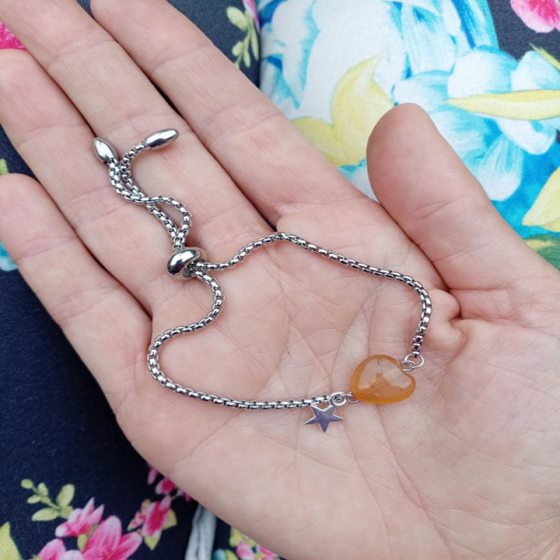 Carnelian Crystal Sterling Silver Drawstring Bracelet