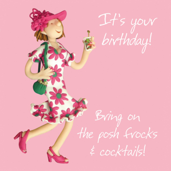 Holy Mackerel Posh frocks female greetings card designed by Erica Sturla Card is 15cm square and blank inside for your own message