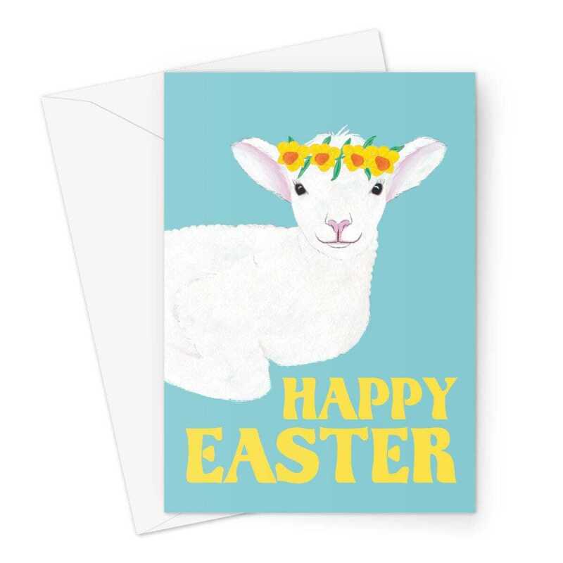 Cute Lamb Easter Card - A5 Portrait - 1 Card