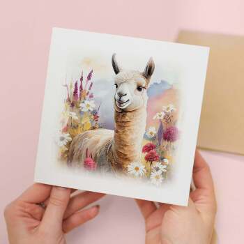 Postcard Prints - Notelet Card of a Llama For Anyone Any Occasion Card For Her or For Him Card For Birthday or Easter Card Thank You Card
