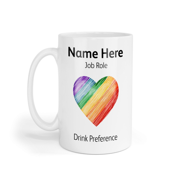 Personalised Ceramic Mug - Scribble Rainbow Heart