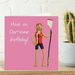 Rowing themed oarsome birthday card for her - designed by Erica Sturla - 15cm square and blank inside, made in the UK