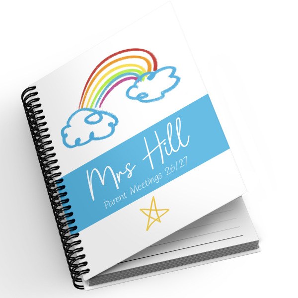 A5 Personalised Spiral Bound Diary - Crayon Rainbow & Star | Yearly | Academic | Appointment - Standard 2027