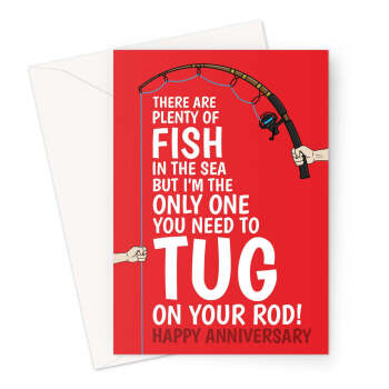 Rude Anniversary Card For Him - Fishing