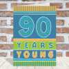 90 years young, a bright and fun 90th birthday card with a gorgeous printed envelope - 12 x 17cm and blank inside - made in the UK