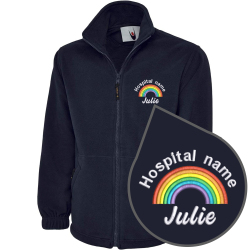 Rainbow Healthcare Fleece Jacket with Rainbow Design | Private healthcare Fleece Jacket Embroidered with Name. Custom Outdoor Weather Jacket