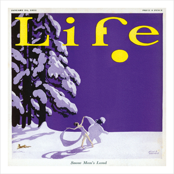 Life Magazine Snowman Dancing with Woman - a 17.5 x 12.5cm Christmas Card from Holy Mackerel's Alternative Image Range of Festive Designs.