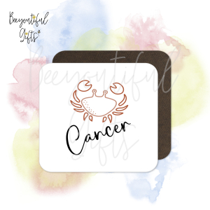 Zodiac Line Art Themed Wooden Coaster - Cancer
