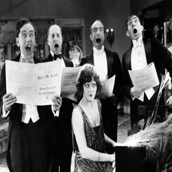 Singing Off-Key Black and White Retro Photographic Card by Holy Mackerel Featuring a Vintage Photograph, Blank Inside for Your Message