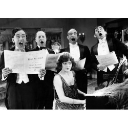 Singing Off-Key Black and White Retro Photographic Card by Holy Mackerel Featuring a Vintage Photograph, Blank Inside for Your Message