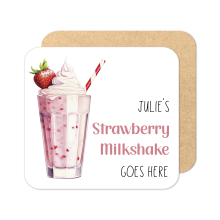 Personalised Strawberry Milkshake Coaster | Personalised Milkshake Coaster