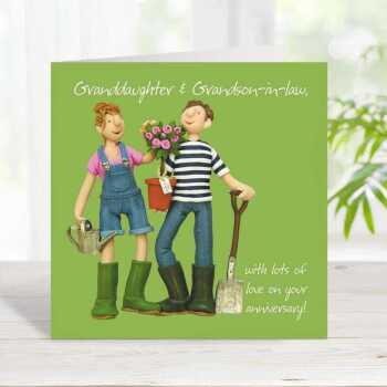 Granddaughter and Grandson-in-law anniversary card - designed by Erica Sturla - 15cm square and blank inside, made in the UK