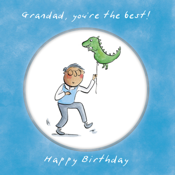 Holy Mackerel Grandad you're the best, a 15cm square grandparents birthday card from a granddaughter or grandson featuring Rosie Brooks artwork, blank inside for your message