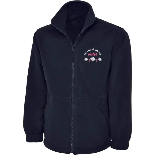 Personalised Embroidered Healthcare Fleece Jacket - Daisies & Bows - XS | UK 8