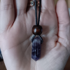 Amethyst Crystal Waxed Cord Necklace 