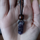 Amethyst Crystal Waxed Cord Necklace 