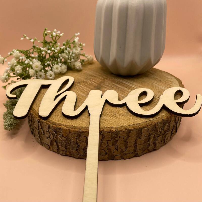 Wooden Wedding Table Numbers: Modern Calligraphy Decor - Plain Wood