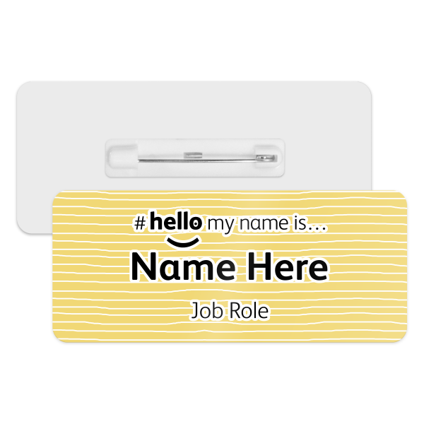 #hello my name is... Name Badge - Yellow Hand Drawn Lines