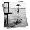 Parachute - vintage black and white themed card featuring a woman high diving - 12.6 x 17.7cm and blank inside - made in the UK
