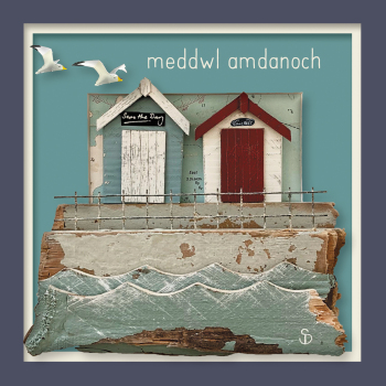 Meddwl amdanoch (beach huts) - a 150mm coastal themed Welsh thinking of you card by artist Seth Draper
