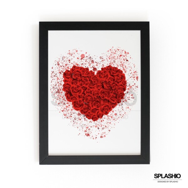 Heart Bouquet of Roses Splash Effect Art Print - A6 (Approx. 10cm x 15cm)