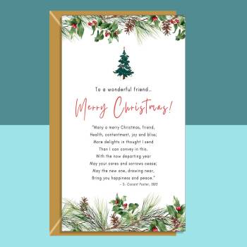 Christmas Card - Friend - Mate - Bestie Xmas Card with Poem - Personalised inside - For Him or For Her