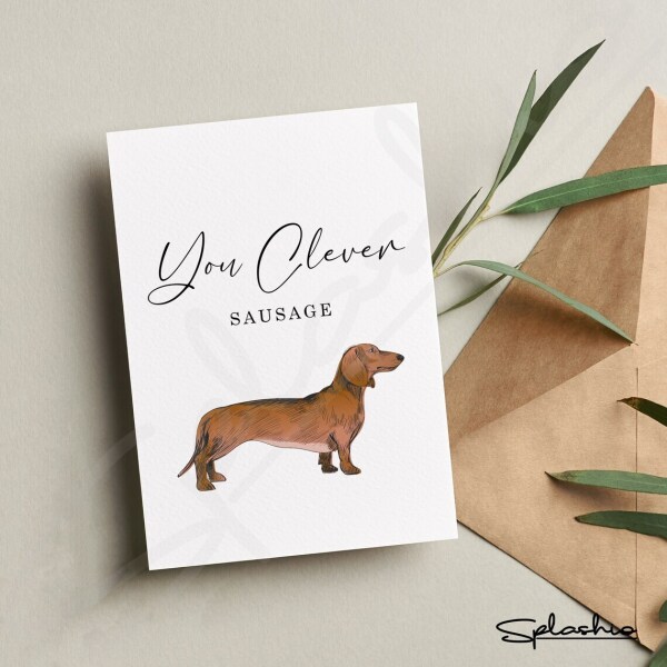 Personalised Congratulations Card - You Clever Sausage - Small (Approx. A6 | 105mm x 148mm | 4.1in x 5.8in) - Standard Smooth Card