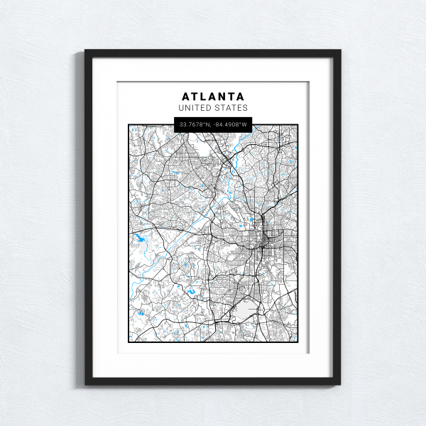 Atlanta - United States - Map Print - A4