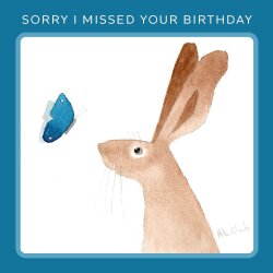 Holy Mackerel Big Blue nature and countryside themed belated birthday card by Ailsa Black - 15cm square - blank inside