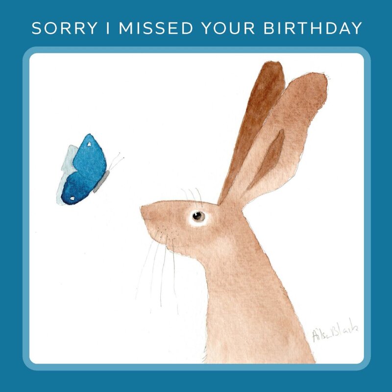 Holy Mackerel Big Blue nature and countryside themed belated birthday card by Ailsa Black - 15cm square - blank inside