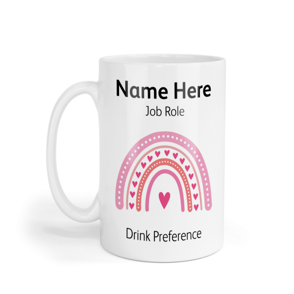 Personalised Ceramic Mug - Pink Boho Rainbow