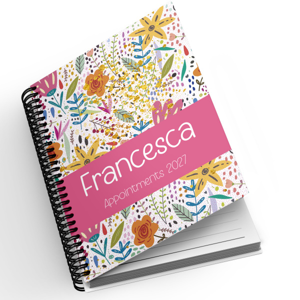 A5 Personalised Spiral Bound Diary - Bright Floral | Yearly | Academic | Appointment - Standard 2027